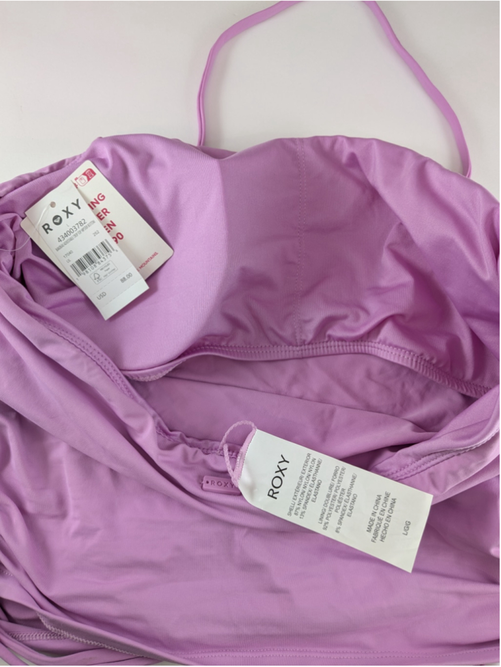 ROXY Purple Bandeau Adjustable Tankini Bikini Top Large - Picture 7 of 9